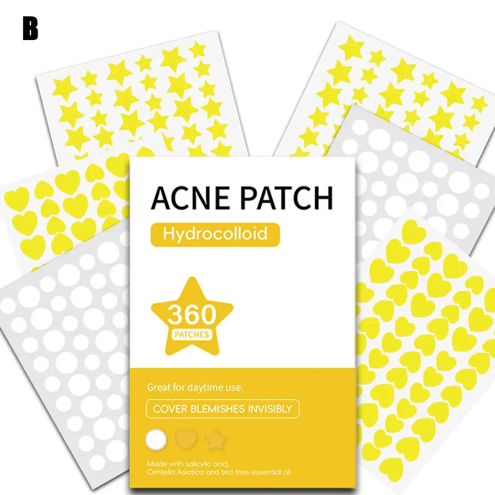 360Pcs Colorful Invisible Pimple Removal Anti-Acne Hydrocolloid Patches Spots Marks