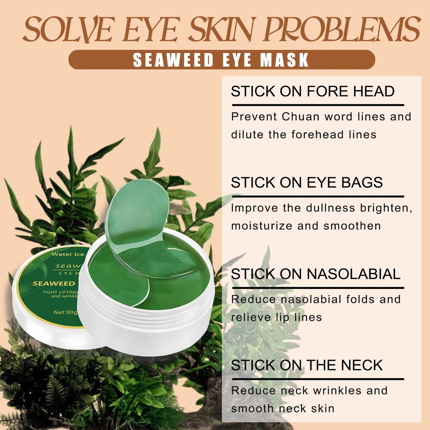 seaweed hyaluronic acid eye mask to remove dark circles collagen eye patch