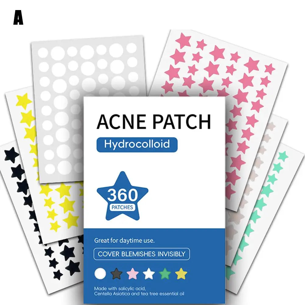 360Pcs Colorful Invisible Pimple Removal Anti-Acne Hydrocolloid Patches Spots Marks