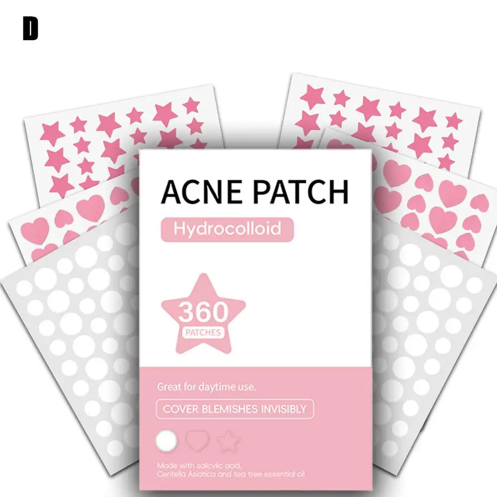 360Pcs Colorful Invisible Pimple Removal Anti-Acne Hydrocolloid Patches Spots Marks