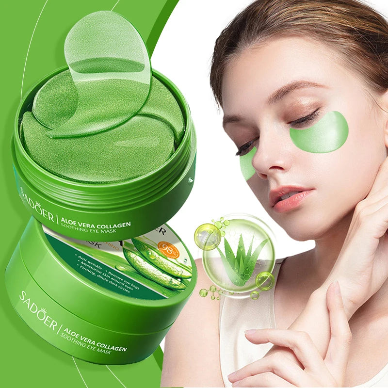 Aloe Vera Collagen Eye Mask Moisturizing Firming Patches Anti Dark Circles Eyes Bags