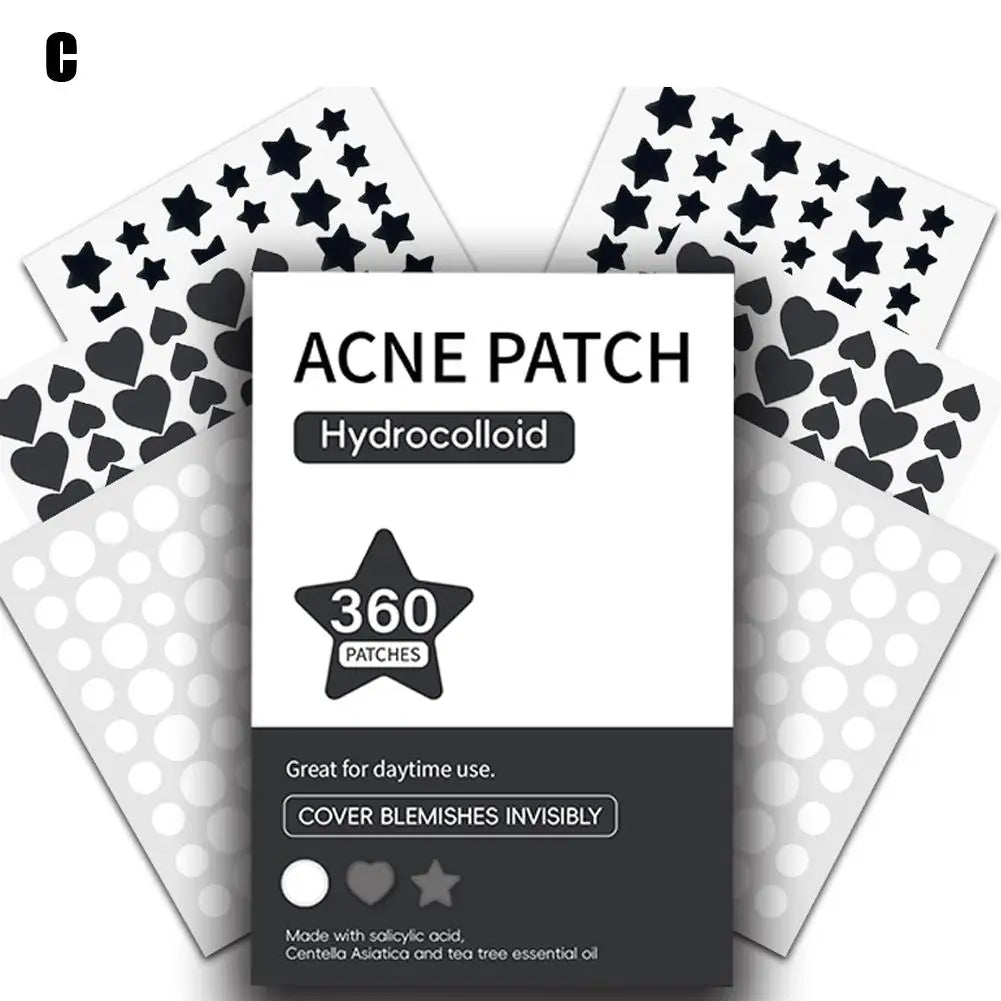 360Pcs Colorful Invisible Pimple Removal Anti-Acne Hydrocolloid Patches Spots Marks