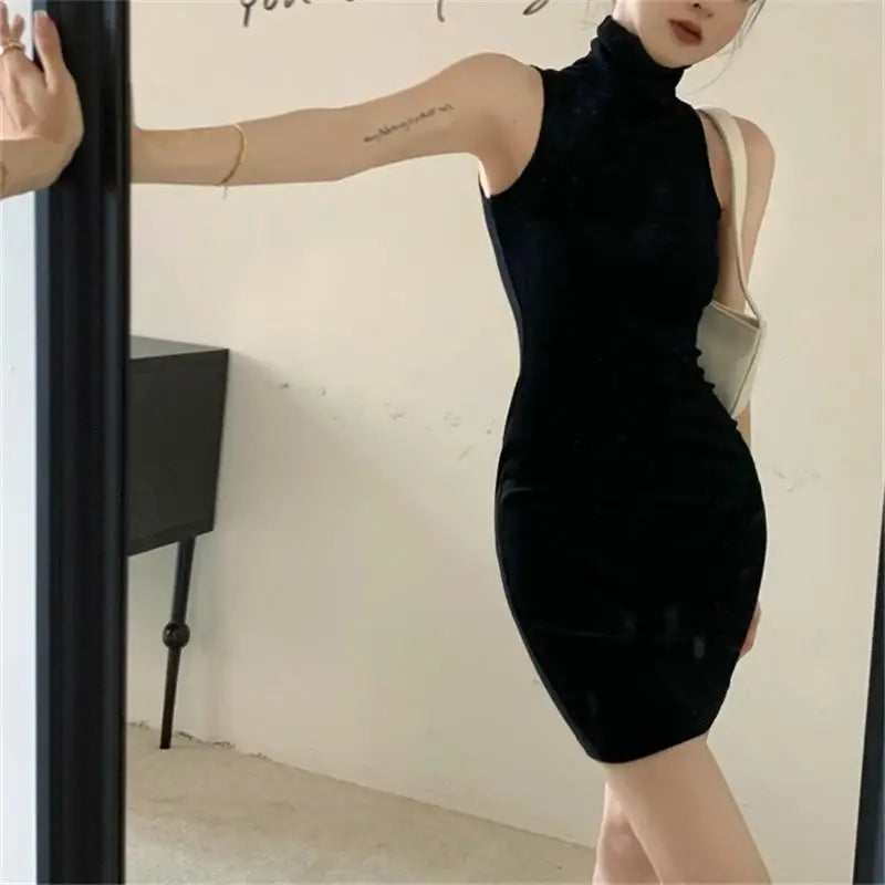 High Neck Tight  Oversleeve Pleated Bottom Wrapped