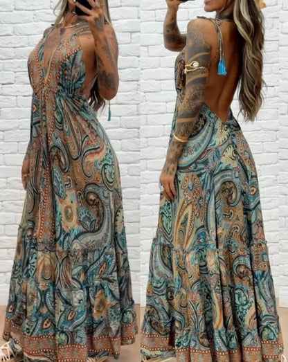 V-neck halter strap backless