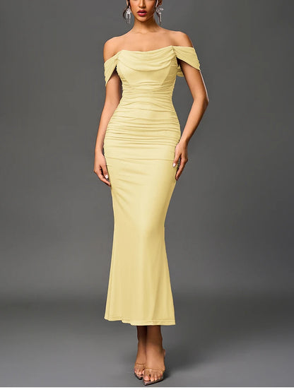 Off Shoulder Ruched Mesh Long Corset Backless Fishbone