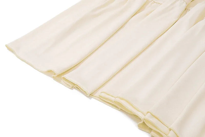 Slash-neck Knot Twist T Shirt With Elastic Slim Ruffles Cake Skirts French Temperament 2 Piece Set