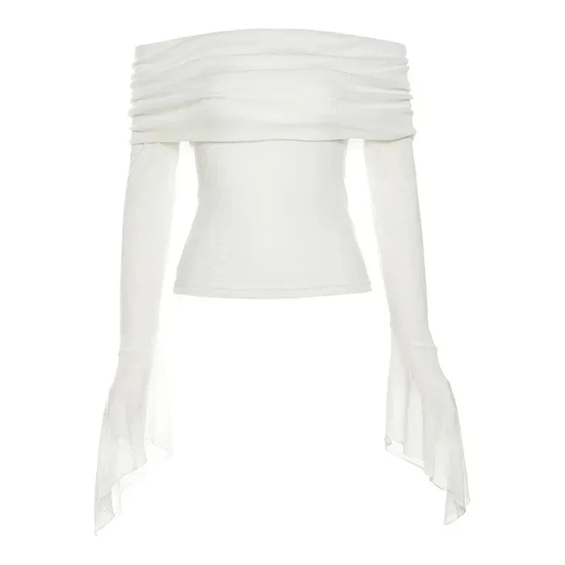 Aesthetic Slash Neck Long Sleeve