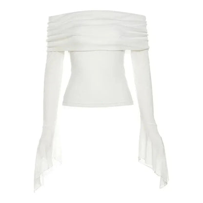 Aesthetic Slash Neck Long Sleeve